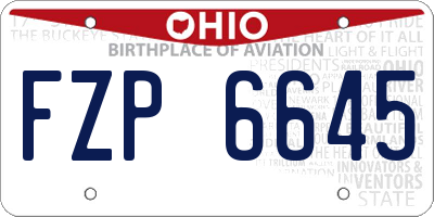 OH license plate FZP6645