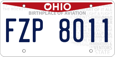 OH license plate FZP8011