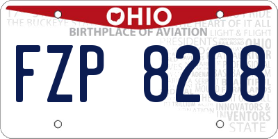 OH license plate FZP8208