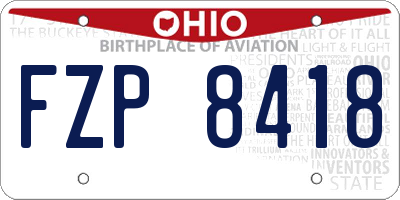 OH license plate FZP8418