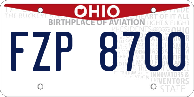 OH license plate FZP8700