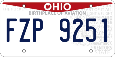OH license plate FZP9251