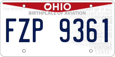 OH license plate FZP9361