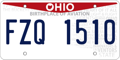 OH license plate FZQ1510