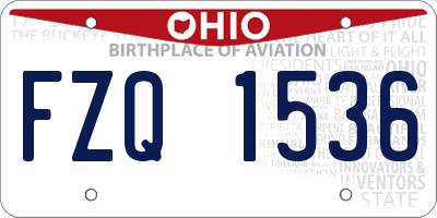 OH license plate FZQ1536
