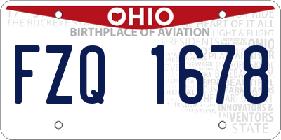 OH license plate FZQ1678