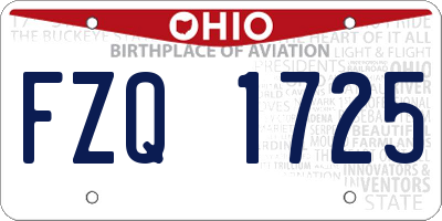 OH license plate FZQ1725