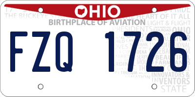 OH license plate FZQ1726