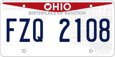 OH license plate FZQ2108