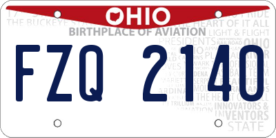 OH license plate FZQ2140