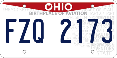 OH license plate FZQ2173
