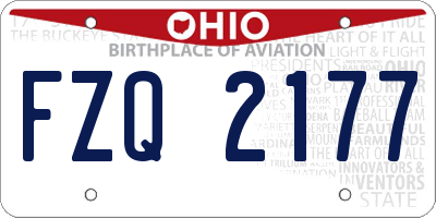 OH license plate FZQ2177