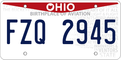 OH license plate FZQ2945