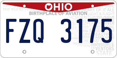 OH license plate FZQ3175