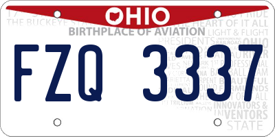 OH license plate FZQ3337
