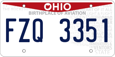 OH license plate FZQ3351