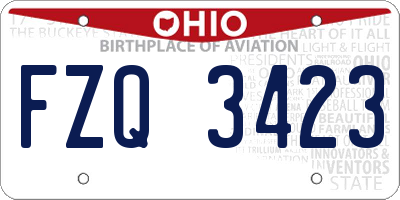 OH license plate FZQ3423