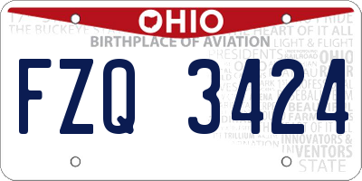 OH license plate FZQ3424