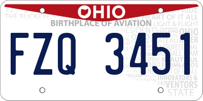 OH license plate FZQ3451