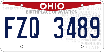 OH license plate FZQ3489