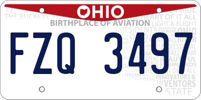 OH license plate FZQ3497