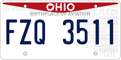 OH license plate FZQ3511