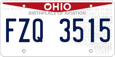 OH license plate FZQ3515