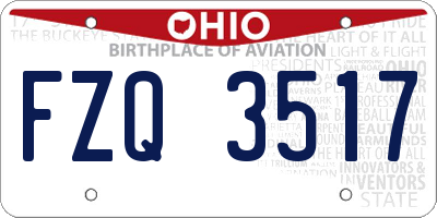 OH license plate FZQ3517
