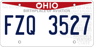 OH license plate FZQ3527