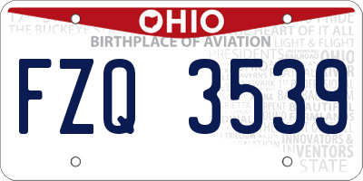 OH license plate FZQ3539