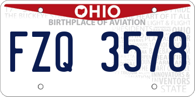 OH license plate FZQ3578