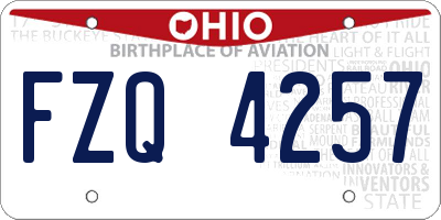 OH license plate FZQ4257