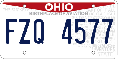 OH license plate FZQ4577