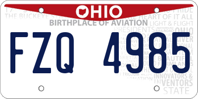 OH license plate FZQ4985