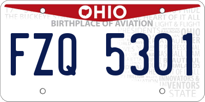 OH license plate FZQ5301