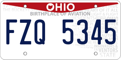 OH license plate FZQ5345