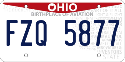 OH license plate FZQ5877
