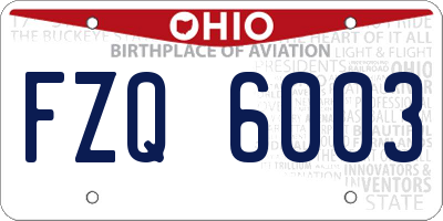 OH license plate FZQ6003