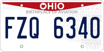 OH license plate FZQ6340