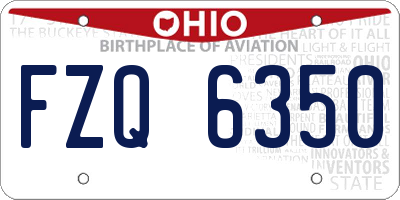 OH license plate FZQ6350