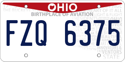 OH license plate FZQ6375