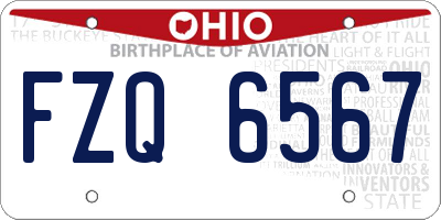 OH license plate FZQ6567