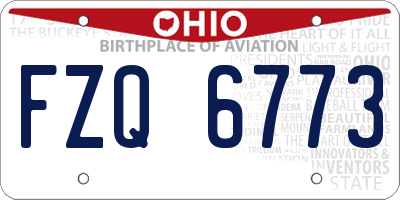 OH license plate FZQ6773