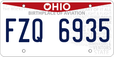 OH license plate FZQ6935