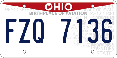 OH license plate FZQ7136