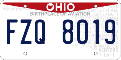 OH license plate FZQ8019