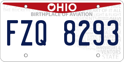 OH license plate FZQ8293