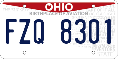 OH license plate FZQ8301