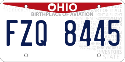 OH license plate FZQ8445