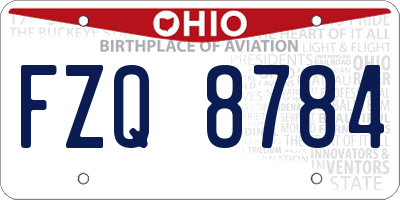 OH license plate FZQ8784
